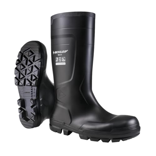 DUNLOP Work-It S5 – Botas de trabajo para hombre y mujer- Impermeables con puntera de acero y suela antideslizante – Negras – Tallas 39