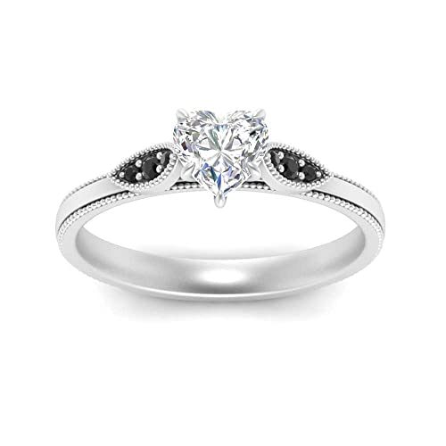 Image of Choose Your Gemstone Milgrain Simple Diamond CZ Ring Sterling Silver Heart Shape Milgrain Engagement Rings Everyday Jewelry Wedding Jewelry Handmade Gifts for Wife US Size 4 to 12