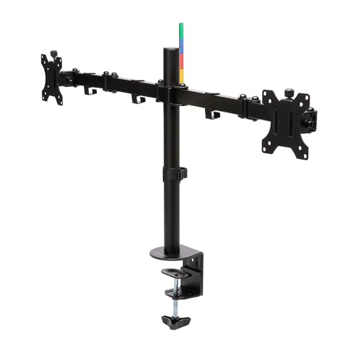 Kensington Smart Fit Dual Monitor Mount for Upto 32 Inch LCD LED Monitor Computer PC Screens, Ergonomic Double Arms Stand Desk Mount Bracket Tilt 45 Degree Swivel 90 Degree Rotate 180 Degree, Black