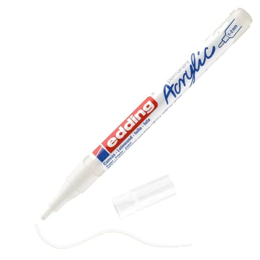edding 5300 marcador acrílico de trazo fino - blanco - 1 rotulador acrílico resistente al agua - punta redonda 1-2 mm - pintura acrílica para lienzo, papel kraft, madera y piedra