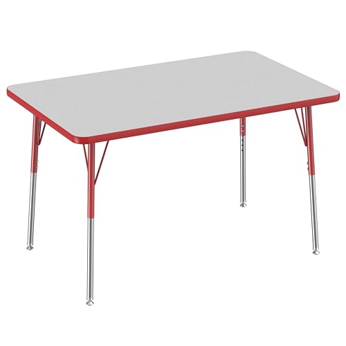FDP 30" x 48" Rectangle Table with Swivel Glide Legs - Gray/Red
