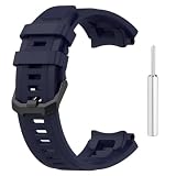 MINX Soft Silicone Watch Band Compatible with Amazfit T-Rex 2 / T-Rex 3 / Active Edge | Adjustable Strap for Men & Women | Easy Installation Tool Included (Blue, Amazfit Active Edge)