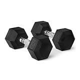 Amazon Basics Rubber Encased Hex Dumbbell Weights Set, 10 kg, Black