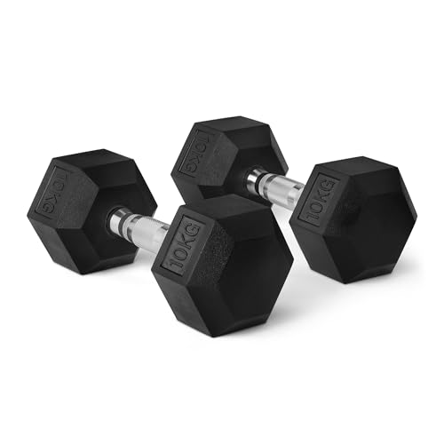 Amazon Basics Rubber Encased Hex Dumbbell Weights Set, 10 kg