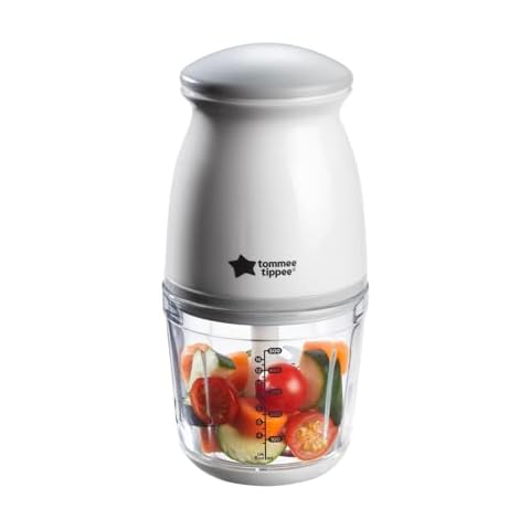 Tommee Tippee Quick-Chop Mini Baby Food Blender and Chopper for all Stages of Weaning, Durable Glass Bowl and Stainless Steel Blades, 500ml Capacity, 200W Motor, White and Clear, 1.0 count (447851) Cover