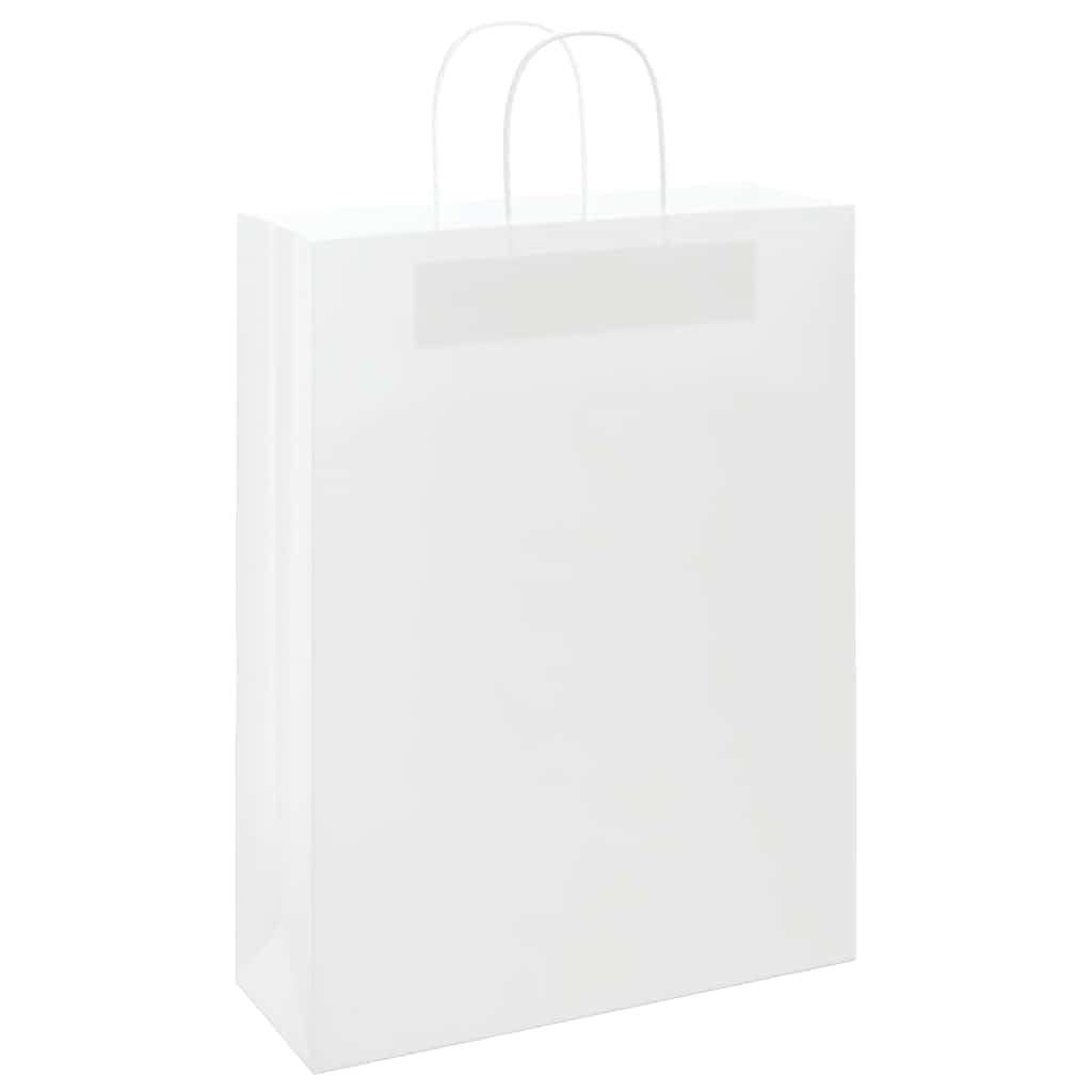 vidaXL Papiertragetaschen 50 Stk., Papiertüten mit Henkeln, Papiertüten, Geschenktüten für Einkaufen Hochzeiten Verpackungen Partys Geburtstag Weihnachten, Weiß 32x12x42cm