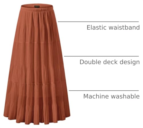 Image of NASHALYLY Women's Chiffon Elastic High Waist Pleated A-Line Flared Maxi Skirts