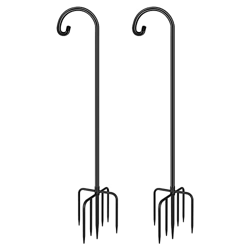 Feed Garden Shepards Hooks For Outdoor Bird Feeder Pole 92 Inch Adjustable Tall Heavy Duty Shepherds Hooks For Hanging Plant Baskets, Solar Lights, Wedding Decor, Lanterns, Black (2 Pack) #TOP14