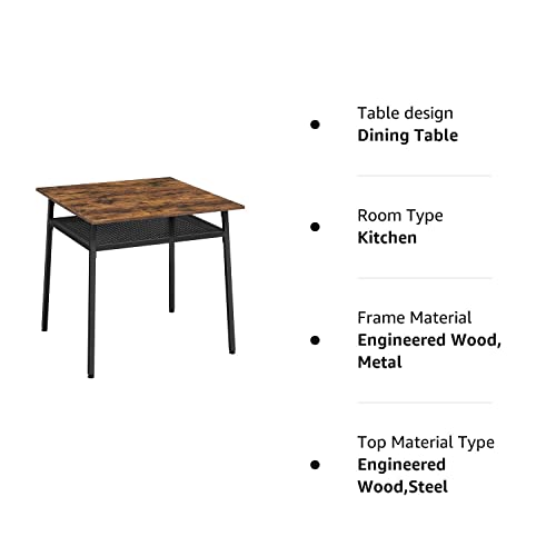 Vasagle Dining Table, Square Office Desk With Storage Compartment, Industrial, 31.5 X 31.5 X 30.7 Inches,Brown #TOP7