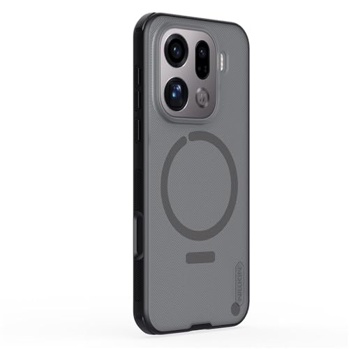 Image of Nillkin Super Frosted Shield Pro Magnetic Case for Oppo Find X9 Pro Hard Back Soft Border (PC + TPU) Shock Absorb Cover Raised Bezel Camera Protect PC (Black Transparent)