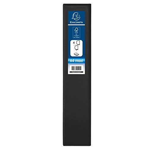 EXACOMPTA Lot de 10 Classeurs personnalisable Kreacover A4 Maxi 4 Ax Diam 40mm Dos 60 mm Noir