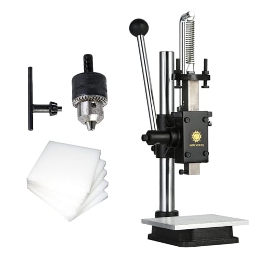 Prensa de husillo Manual, Prensa hidráulica Manual con cojinetes, punzonadora Ajustable con Mandril y dial, máquina Multifuncional para Repujado de Cuero, plástico, Madera y Aluminio.
