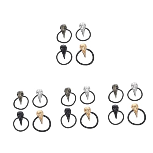 Bandeaux Halloween Beavorty | Lot de 16 élastiques avec crâne de corbeau pour fête