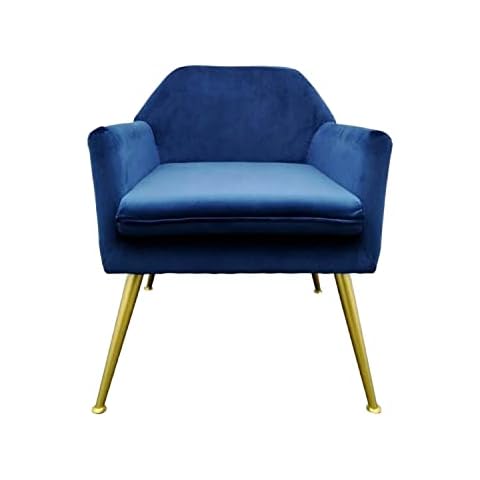WHATSIZE ENTERPRISE - Modern Velvet Armchair - Premium Designer Chair - Gold Iron Metal Legs, Royal Blue Cover