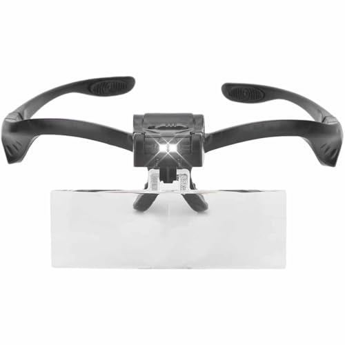 Image of Head Magnifier with 2 LED Lights, Hands Headband Magnifying Glass with 5 Different Lens, Head Mount Magnifying Glass with Headband for Jewelry, Craft, Electronic Repair, Hobby