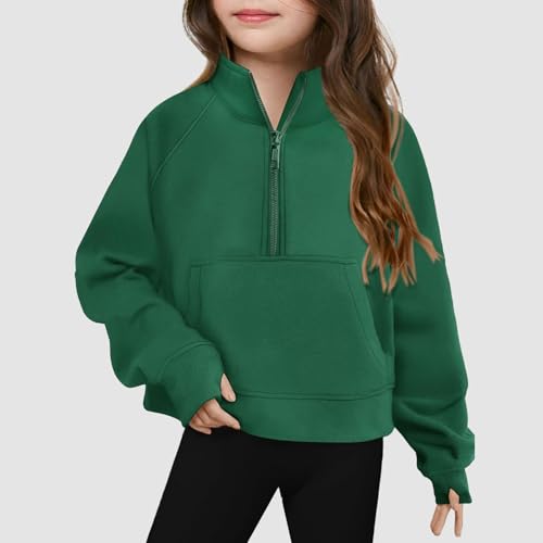Half Zip Sweatshirts For Teen Girls Casual Fall Fleece Pullover Tops Long Sleeve Cute Sweatshirt Pockets Solid Clothes2