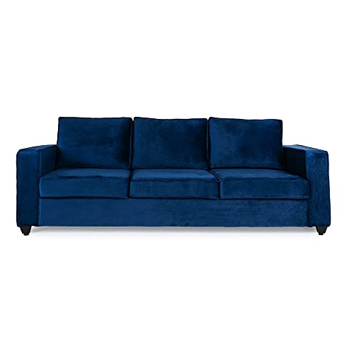 Image of Wakefit Sofa Set | 3 Year Warranty | Sofa 5 Seater, 5 Seater Sofa for Living Room, Wooden Sofa Set, Sofa Set 3+1+1 Seater - Napper(Fabric-Velvet : Blue)