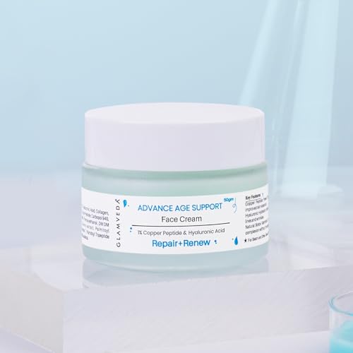 Image of Glamveda 1% Copper Peptide & Hyaluronic Acid Moisturizer Cream- 50g | Reduces Fine Lines & Wrinkles Deep Moisturizing Face Cream | For Men & Women | All Skin Type