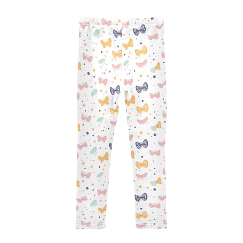 Hand-Drawn Butterfly Point Girls Leggings Kids Yoga Pants Athletic Tights Pants 4-10 Years2