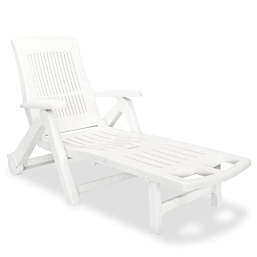 vidaXL Chaise Longue avec Repose-Pied Blanc Jardin Terrasse Patio Extérieur