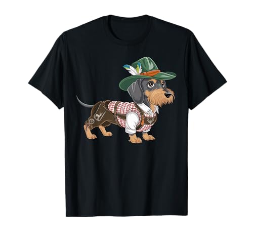 Bayerischer Dackel Lederhose Trachtenhemd Tracht Bayern Hund T-Shirt