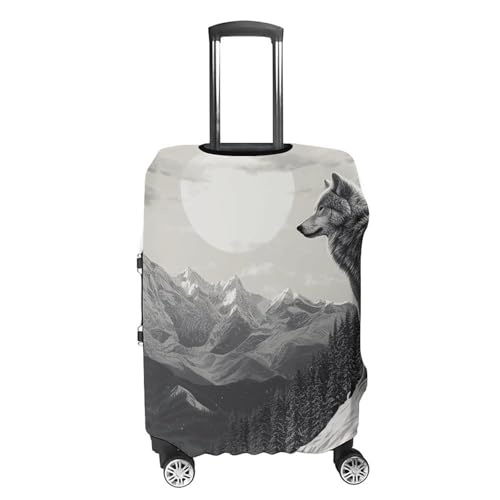 Snow Mountain Lone Wolf Luggage Cover, Washable Elastic Suitcase Cover Protector Fit 18-32 Inch Luggage4
