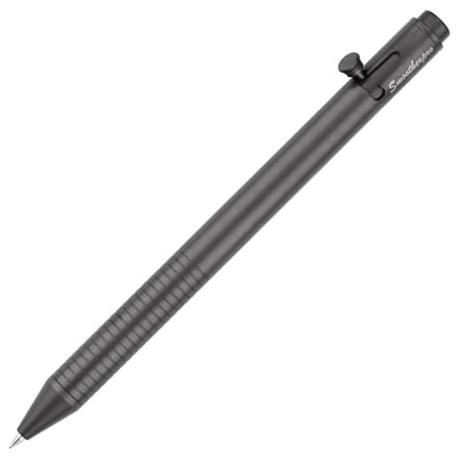 SMOOTHERPRO Titanium Bolt Action Pen Retractable Gel Pen Compatible with Pilot G2 Refill Lightweight Slim Shape for EDC Pocket Business Collection Color Dark Gray (Ti141)
