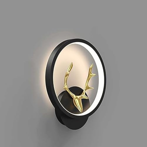 Image of WHITERAY Black Home Decor Inbuilt Led Fancy Wall Light, Night Lamp,Decorative Lamp,Living Room,Bedroom, Cafe (Plastic) (3-Lighting Mode) (Half Deer Round)