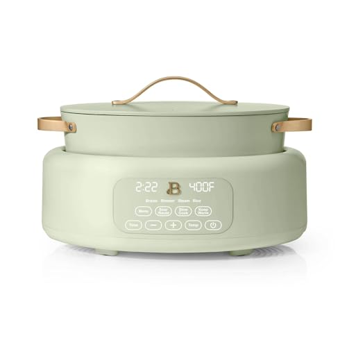 Beautiful 10-in-1 Electric MultiCooker 6 Quart - Programmable Slow Cooker, Sous Vide, Rice Cooker - Sleek Touch Timer & Delayed Start - Kitchen Appliance by Drew Barrymore (Sage Green)
