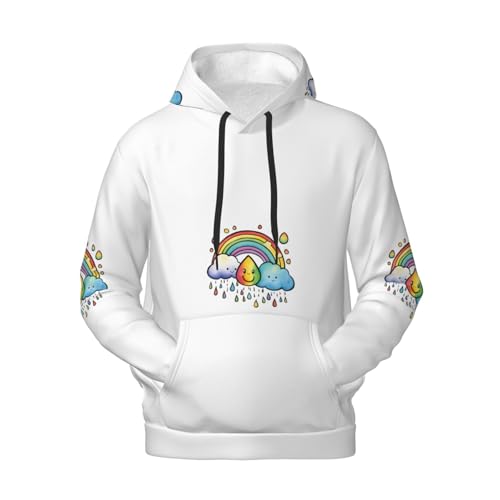 Sweat à capuche homme imprimé nuage coloré pull noir léger mi-saison taille XXL avec poche kangourou