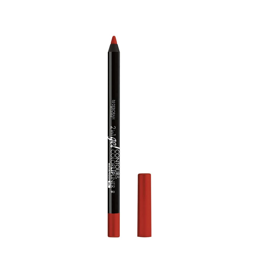 Deborah Milano - Matita Labbra 2 in 1 Gel Contour&Color, 06 Rubine, Finish ad Alta Pigmentazione e Ultra-​Scorrevole, Waterproof e a Lunga Durata, Dona Intensità e Definizione, 1.3 gr