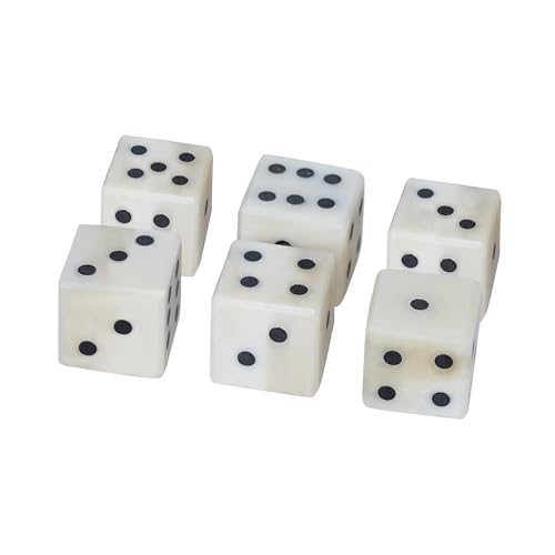 Lord of Battles Medieval Viking Dice Set of 6 with Inlaid Pips | Handmade Genuine Horn Dice/Bone Dice Made from Natural Ox Horn & Bone (Natural Bone)