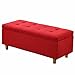 Podnóżek osmański Tkanina lniana Prostokąt Tuftowany Podnośnik Górny schowek Ławka podnóżek Tapicerowana ławka do przechowywania z nogami z litego drewna 100x40x40 cm (kolor: czerwony)