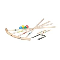 Relaxdays Krocket Spiel, 4 Spieler, Kinder & Erwachsene, Komplettset mit Tasche, Croquet Set Holz, Schläger, Mehrfarbig
