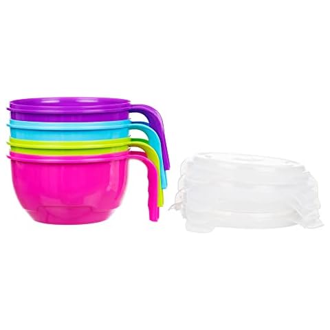 Invero® 4x Pack of Microwavable Food Bowl 940ml with Airtight Lid and Handle Ideal for Kitchen, Lunch, Travels and more Cover