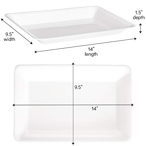 Plasticpro Plastic Serving Trays - 10 X 14 Serving Platters Rectangle Disposable Party Dish (4, White) #TOP7