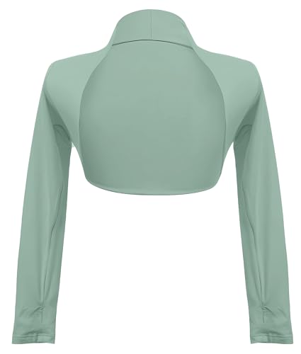 Image of SEAUR Girls Ballet Dance Bolero Shrug Top Long Sleeve Thumbhole Cooling Wrap Top for Gymnastic Leotard