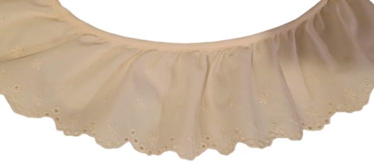 Ruffled Eyelet Embroidery Lace Ivory Fabric Trim Edge for Sewing Bridal, Baby Clothes, Blankets, Pillows DIY Decorations (2 1/2 Inch x 12 Continuous Yards)