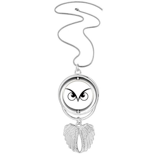 Collier pendentif ailes d'ange et motif œil noir avec option rotation