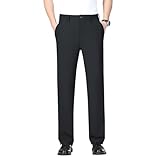 TebYIA Men's Regular Fit Dress Pants Expandable-Waist Flat-Front Stretch Lightweight Golf Pants(210 Black-34)