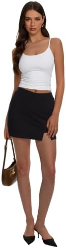 REORIA Women's Mini Skorts High Waisted Side Slit with Built-in Shorts - 3