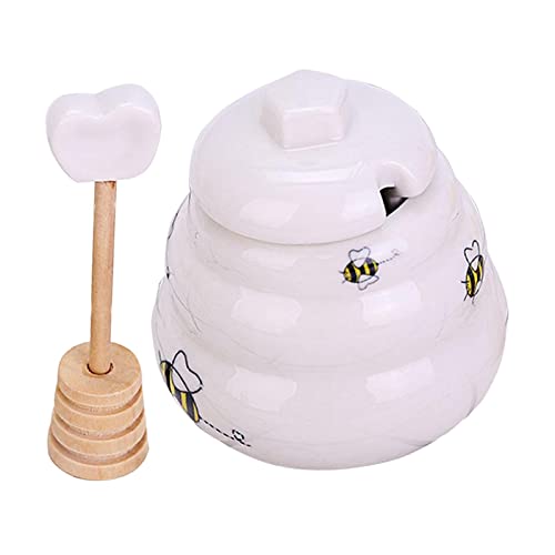 Pleayietoopiatiey Barattolo in ceramica per miele con coperchio, per spezie, decorazione per feste