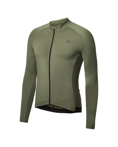 DANISH ENDURANCE Maillot Ciclismo Hombre de Manga Larga, con Bolsillos, Reflejante - Ropa Ciclismo Hombre, Oliva L