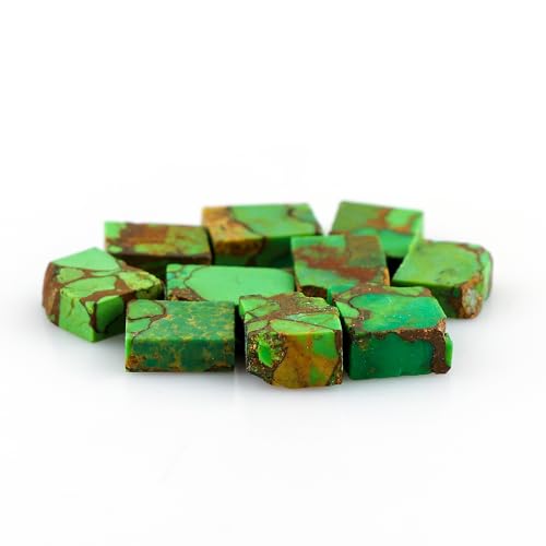 CRYSTALIS 10pcs Natural Green-Turquoise 8-12mm, Raw Crystals, Loose Gemstone Wholesale Bulk Rough Jewelry Making Supply, Chakra And Healing Stones, Wire Wrapping, DIY, Tumbling, Gem Collection