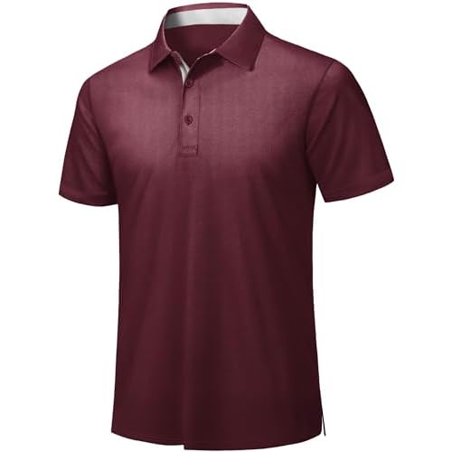 ZITY Mens Golf Polo Shirts Short Sleeve Quickly Dry Performance Collared Polo Tennis Casual Shirt for Men Wine Red 3X-Large