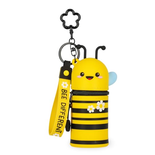 Legami - Mini-Geldbörse mit Schlüsselanhänger Kawaii, Bee, mit Spirale, Karabinerhaken und Handschlaufe, aus Silikon, 5 x 12 x 5 cm 1