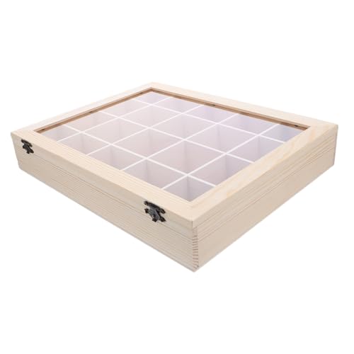 Boîte de rangement bois avec compartiments pour collection de pierres et cristaux