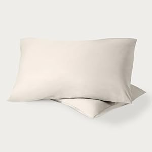 Bare Home 100% Organic Cotton Standard/Queen Pillowcase Set – Crisp Percale Weave – Pillowcases 2 Pack – Lightweight & Breathable (Standard Pillowcase Set of 2, French Beige)