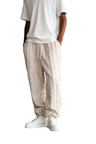 ZAFUL Men’s Fluffy Teddy Beam Feet Plush Fuzzy Warm Pajama Pants Sleepwear Loungewear Trouser with Pockets
