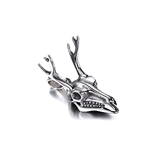 Xusamss Punk Titanium Steel Deer Head Pendant Skull Necklace With 24